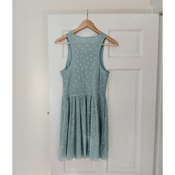 Free People - Polka Dot Lace Mini Dress - Blue - S - Picture 4 of 5